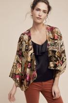Anthropologie Floral Satin Burnout Kimono