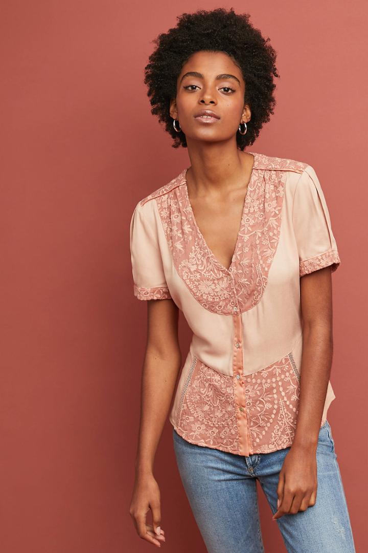Tiny Talia Lace Buttondown