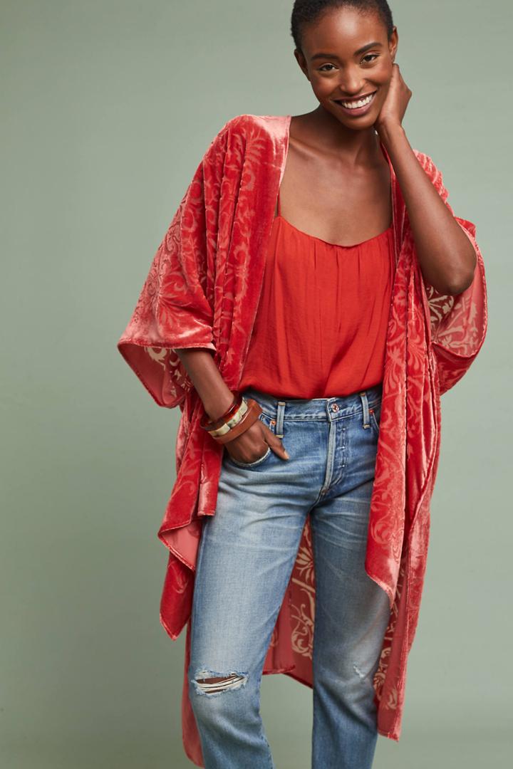 Anthropologie Harvest Velvet Kimono
