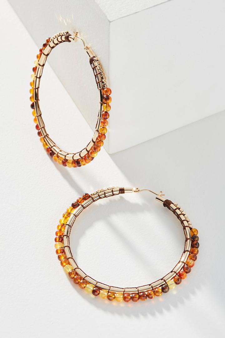 Anthropologie Valerie Beaded Hoop Earrings