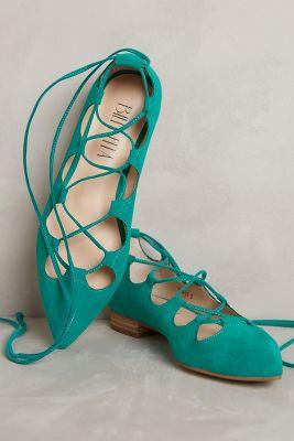 Billy Ella Lace-up Flats Green