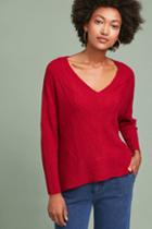 Knitted & Knotted Cashmere Cabled V-neck Pullover