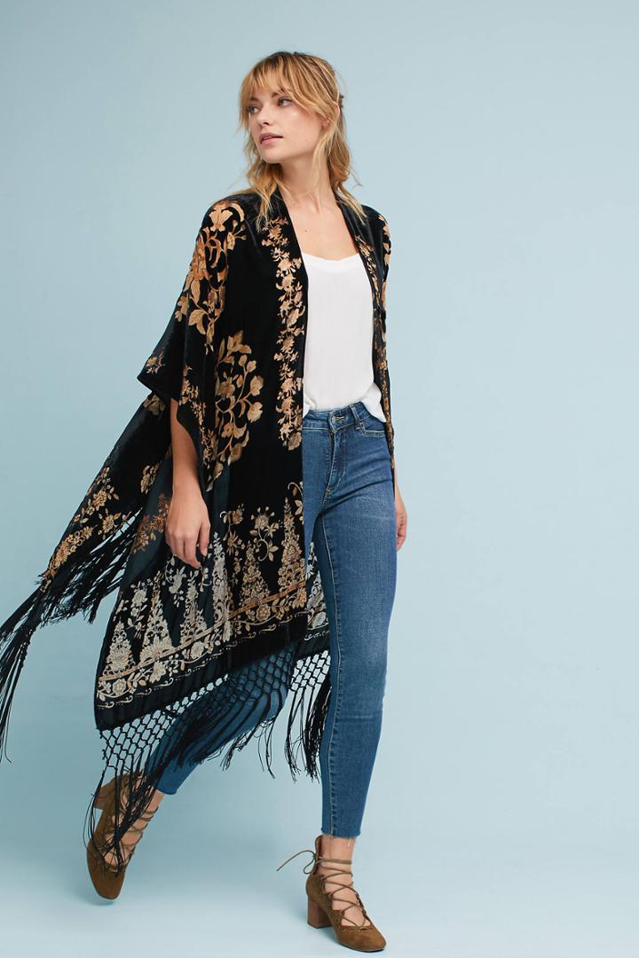 Anthropologie Stevie Velvet Kimono