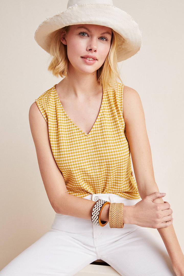 Current Air Buttoned Gingham Tank