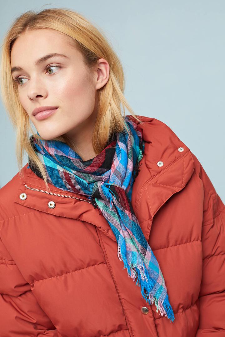 Anthropologie Bright Lights Plaid Scarf