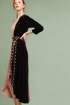 Misa Colorblock Velvet Wrap Maxi Dress