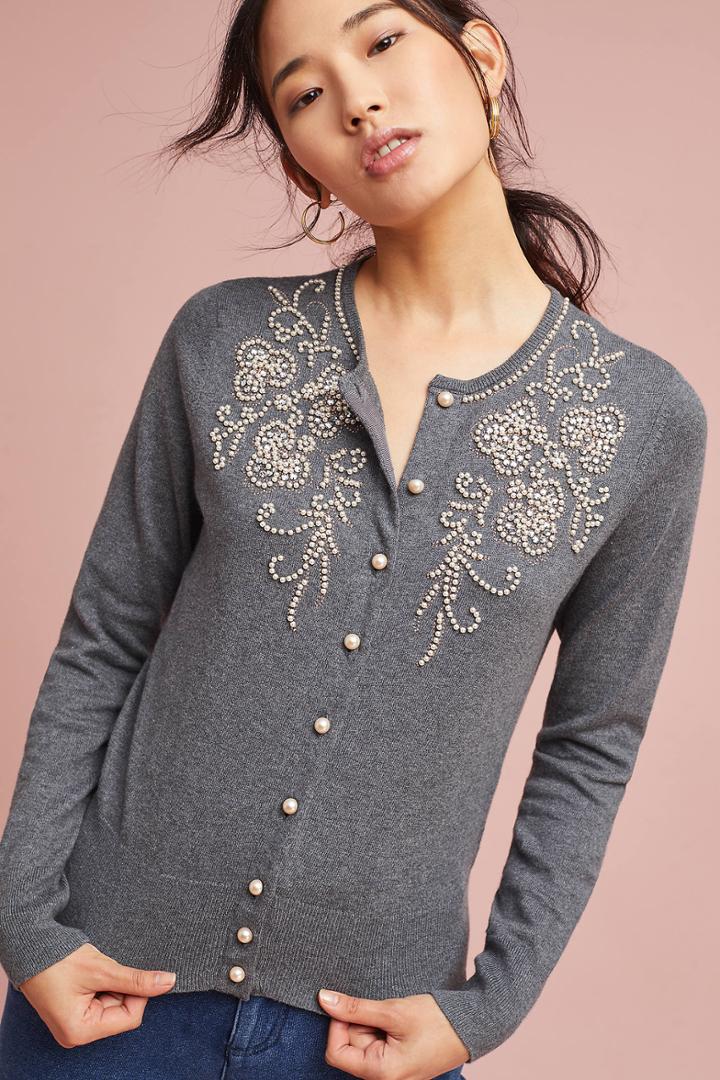 Field Flower Pearl Embellished Floral Cardigan