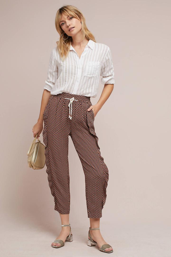Anthropologie Makari Ruffled Joggers