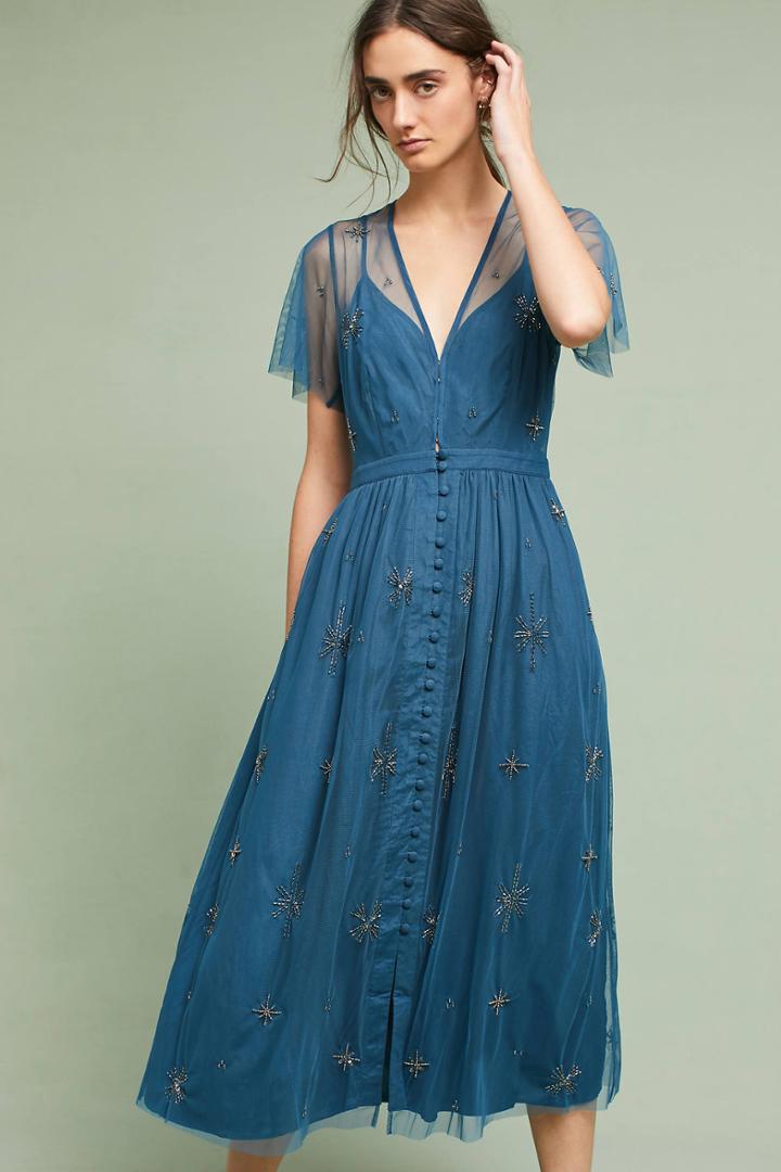 Chan Luu Lille Beaded Midi Dress