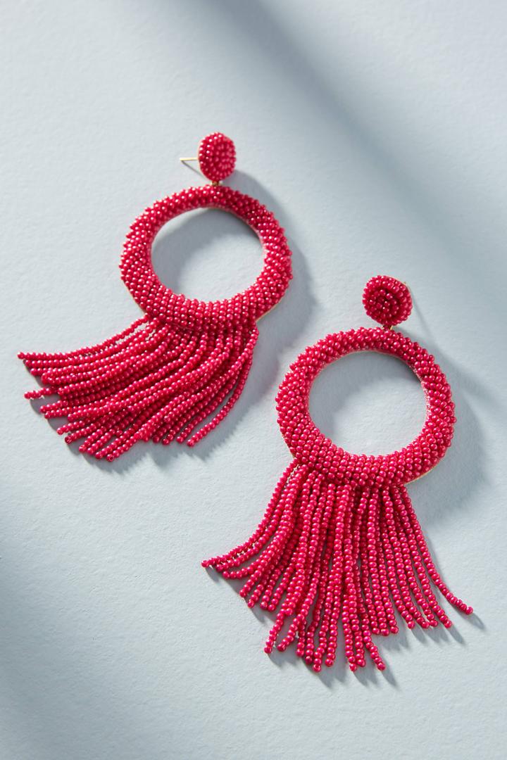 Anthropologie Tasseled Hoop Drop Earrings