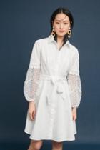 Adria Moss Crocheted Poplin Shirtdress