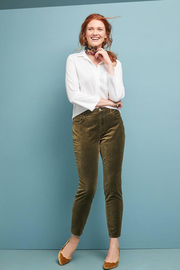 Pilcro And The Letterpress Pilcro Velvet High-rise Sknny Ankle Jeans