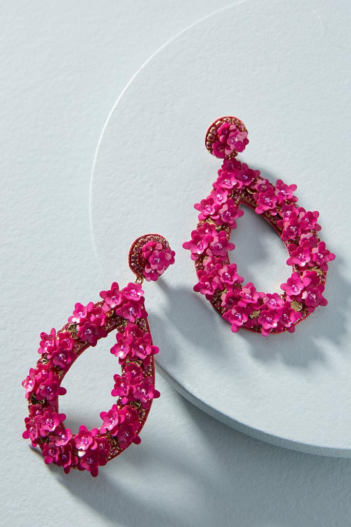 Anthropologie Blushing Bouquet Drop Earrings