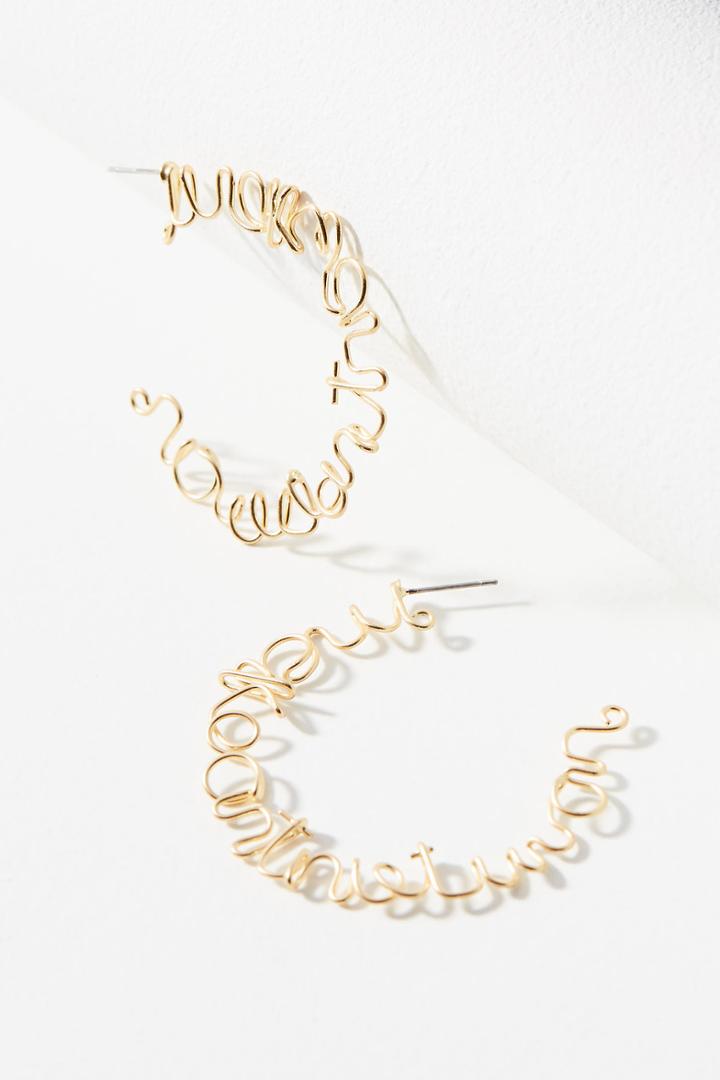Anthropologie Worded Hoop Earrings