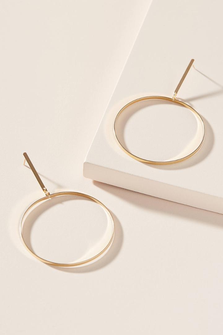 Heather Hawkins 14k Gold Flat Hoop Drop Earrings