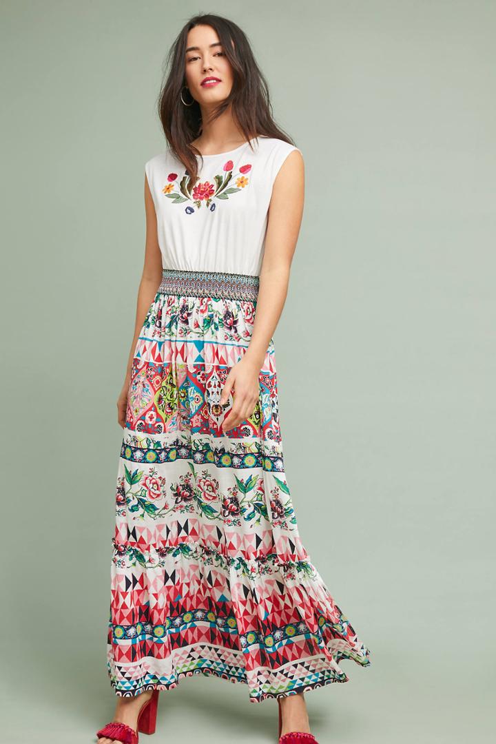 Aldomartins Elma Embroidered Maxi Dress