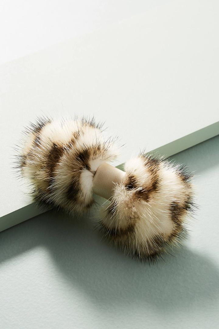 Alexandre De Paris Striped Faux Fur Barrette