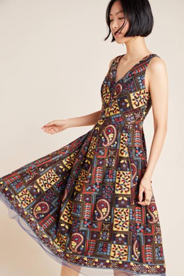 Eva Franco Cecily Embroidered Midi Dress
