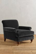 Anthropologie Velvet Willoughby Chair, Hickory