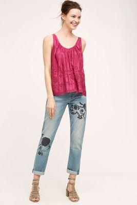 Pilcro Hyphen Embroidered Jeans Light Denim