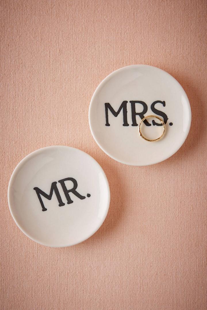 Anthropologie Mr & Mrs Ring Dishes