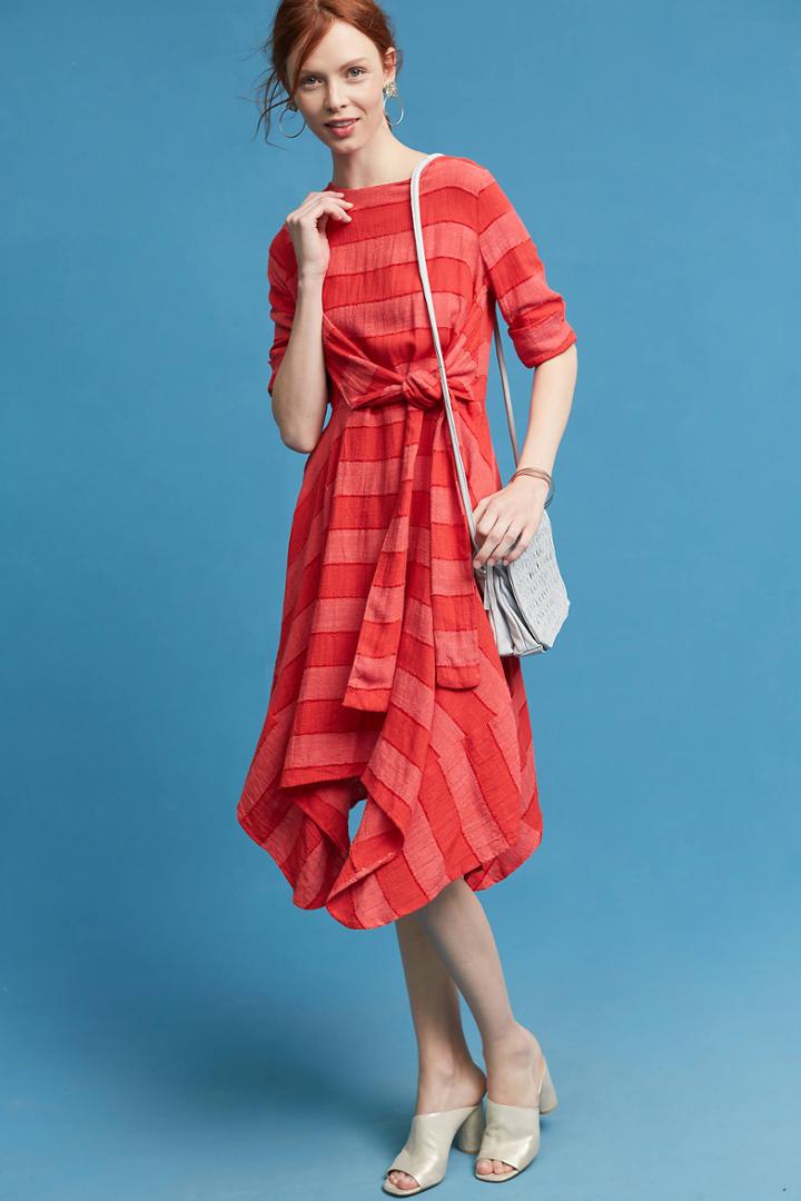 Eva Franco Striped Tie-front Dress