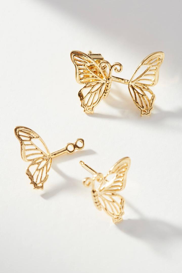 Anthropologie Butterfly Front-back Earrings