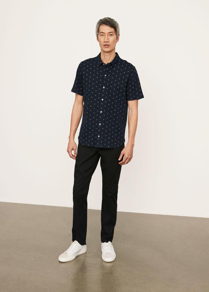 Vince Jacquard Short Sleeve Button Down Shirt