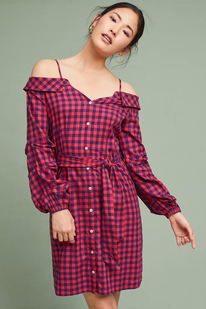 Dolan Left Coast Flannel Open-shoulder Shirtdress