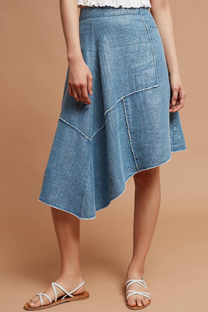 Pilcro Frayed Linen Skirt