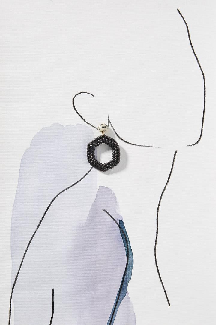 Anthropologie Courtney Wicker Hoop Drop Earrings