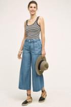 Level 99 Chambray Crop Wide Legs Azure