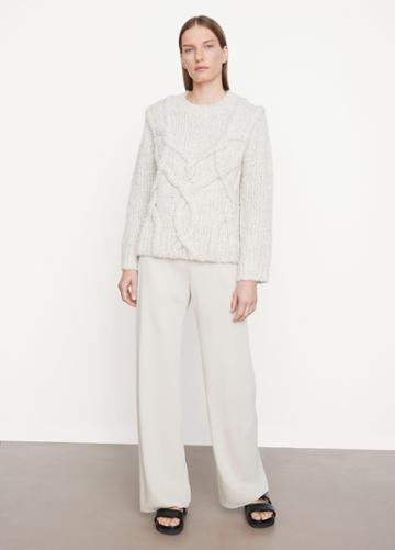 Vince Hand Appliqud Cable Knit Sweater