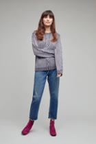 One Grey Day Metallic Cable Pullover
