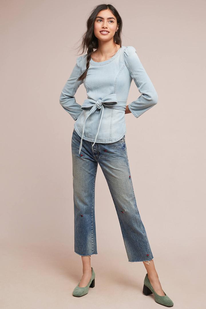 Pilcro And The Letterpress Pilcro Belted Denim Top