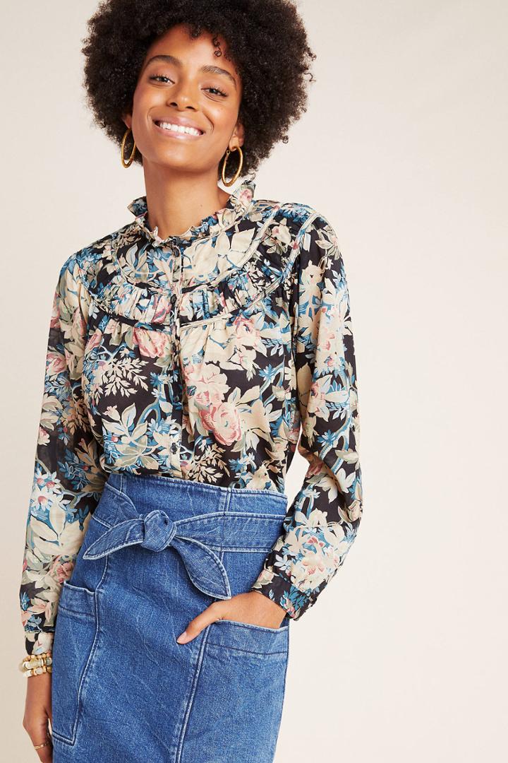 La Vie By Rebecca Taylor Queenie Ruffled Blouse