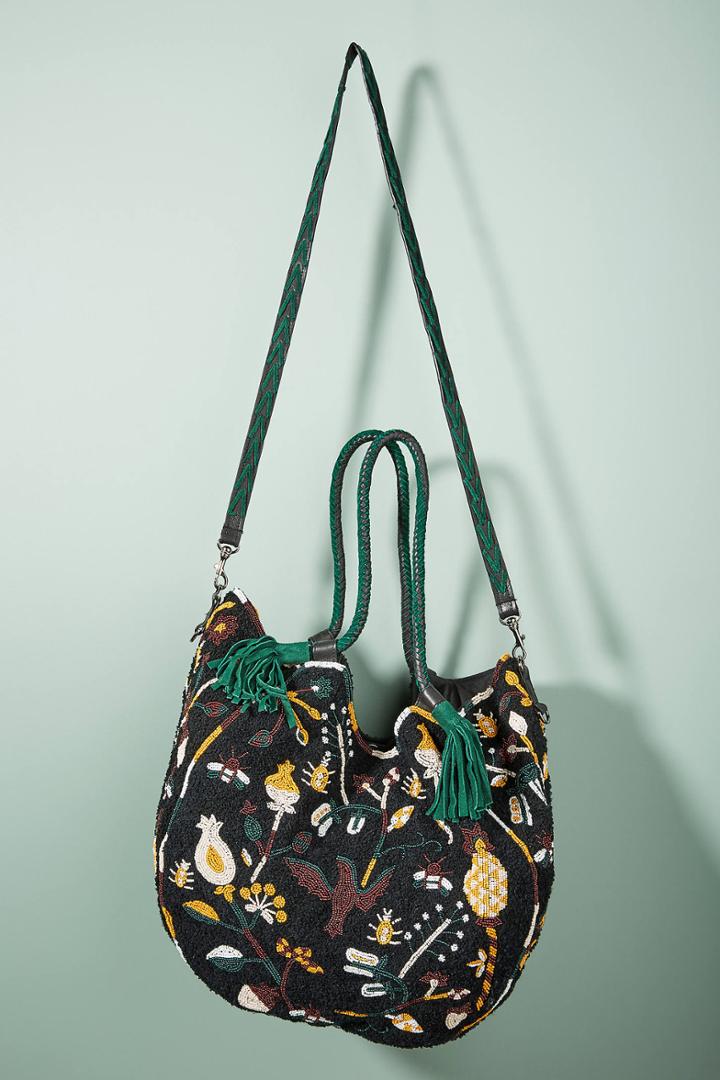 Anthropologie Cabas Beaded Shoulder Bag
