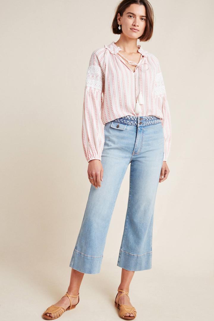 Current/elliott High-rise Cropped Wide-leg Jeans