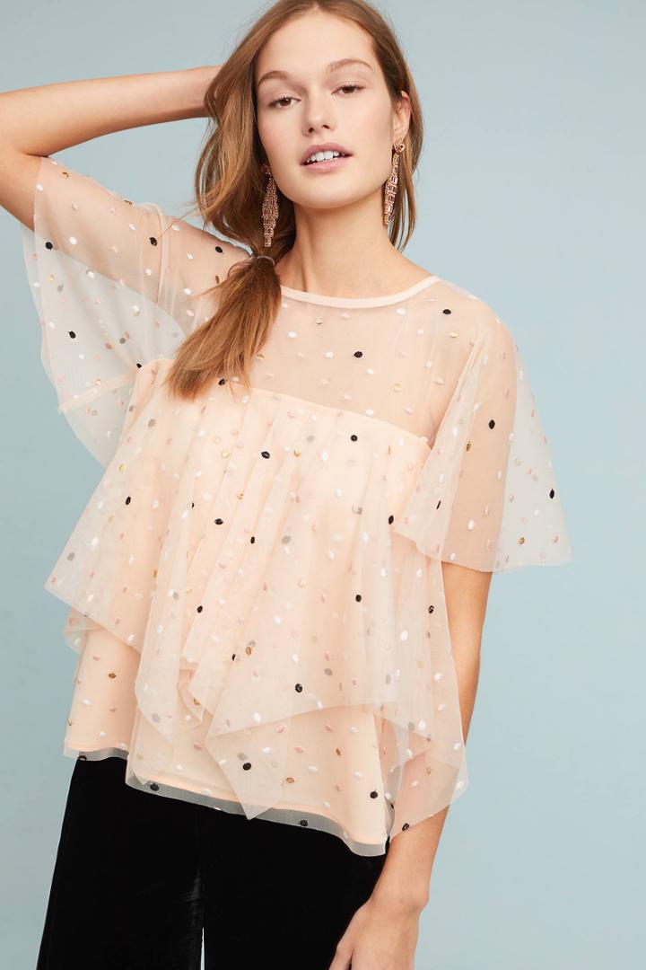 Eva Franco Tiered Polka Dot Top