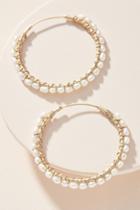 Anthropologie Wrapped Pearl Hoop Earrings