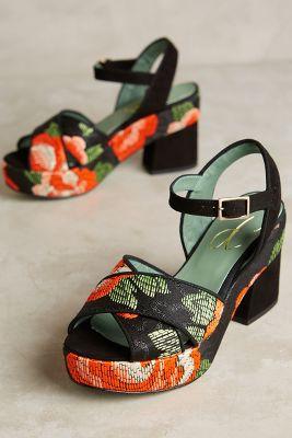 Paola D'arcano Rosae Wedges Black Motif