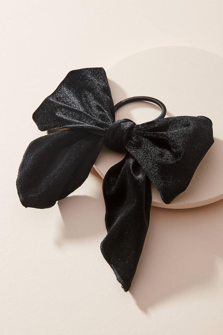 Anthropologie Sarah Velvet Bow Ponytail Holder