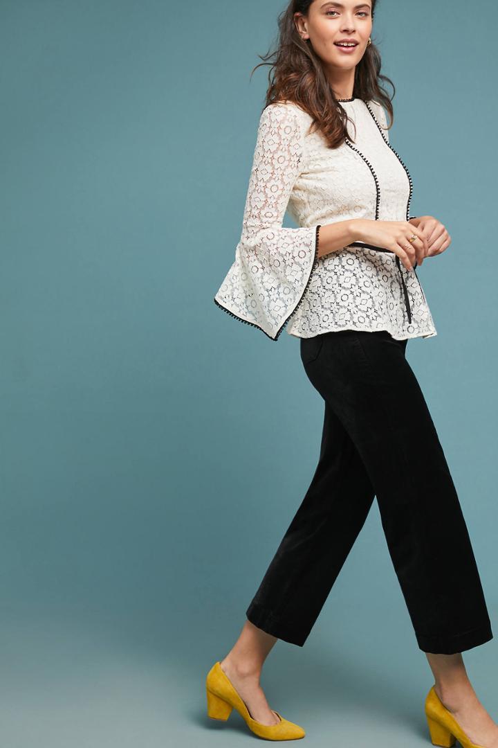 Ml Monique Lhuillier Piped Lace Blouse