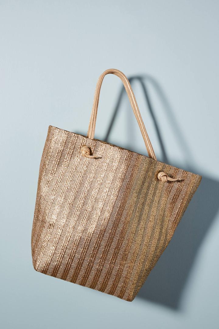 Monserat De Lucca Mafalda Metallic Straw Tote