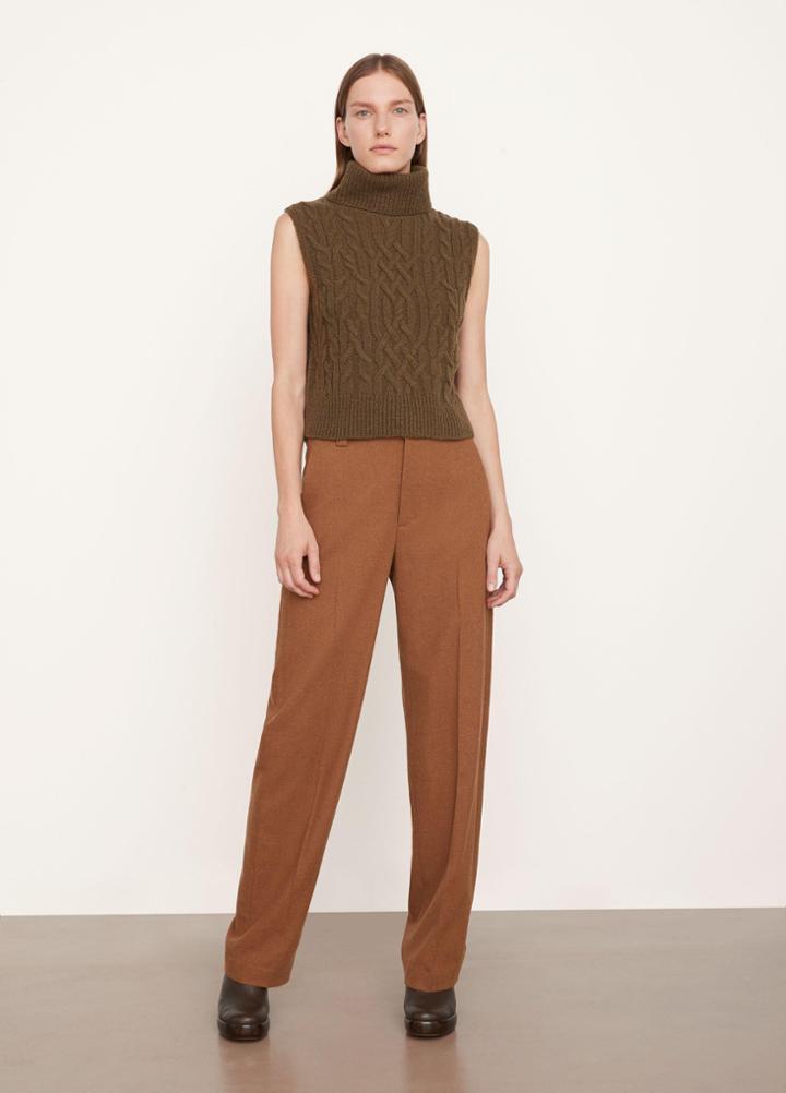 Vince Hand Knit Twisted Cable Shell Sweater