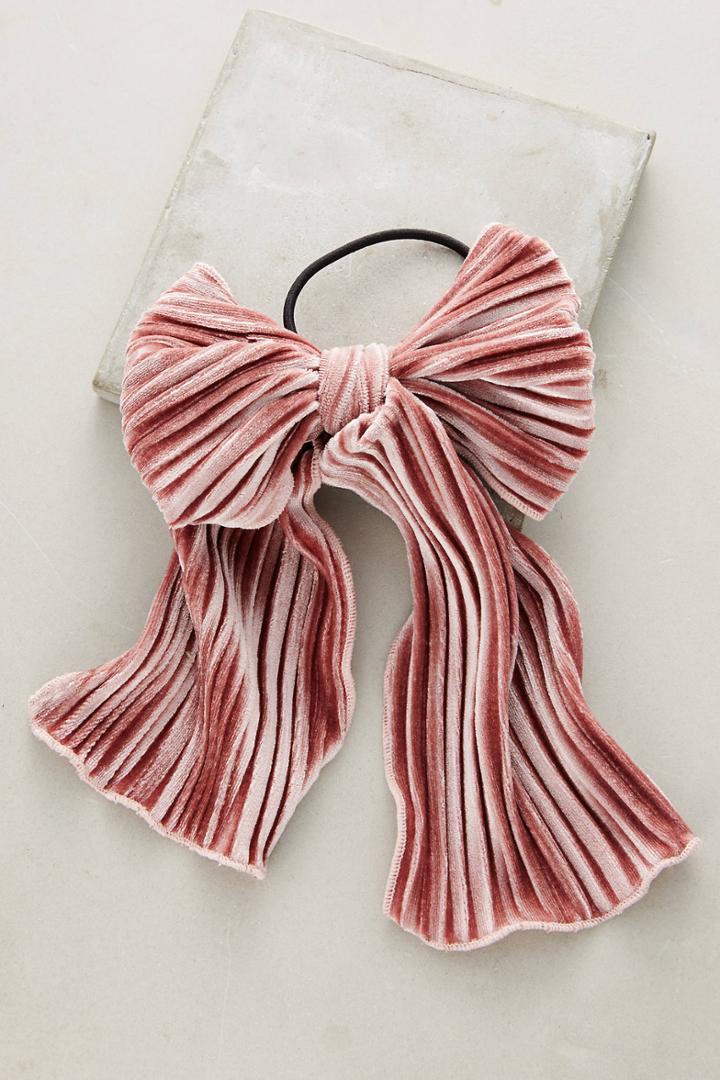 Anthropologie Pleated Velvet Pony Holder