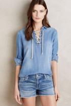 Cloth & Stone Lace-front Chambray Top