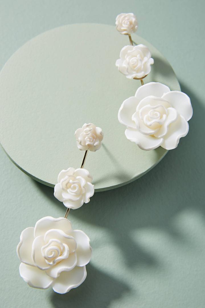 Dannijo White Rose Drop Earrings