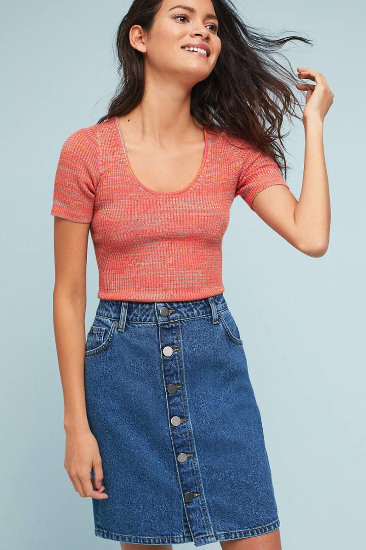Just Female Denim Button-front Skirt