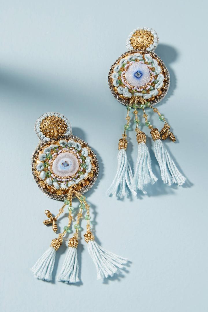 Anthropologie Embellished Fringe Drop Earrings
